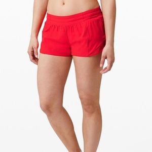 Red Hotty Hot Lululemon Shorts 2.5 inches